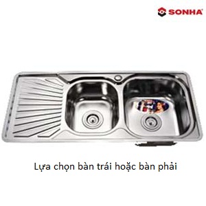 Chậu rửa bát inox 2 hố bàn Sơn Hà SH 2H1B-945
